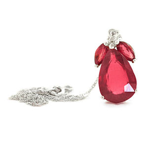 14K. SOLID GOLD NECKLACE WITH RUBIES (White Gold)